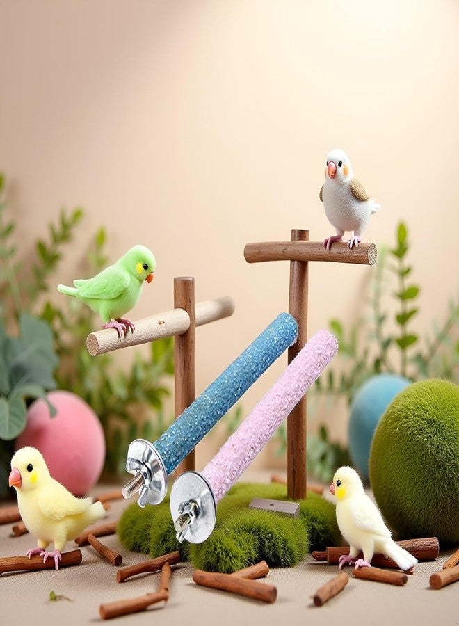 GOUDOGEDC 2Pcs Bird Perch Stand Toy, Wood Parrot Cage Accessories, Sanded Surface Grinding Claw Sticks for Parakeets Finches - Image 5